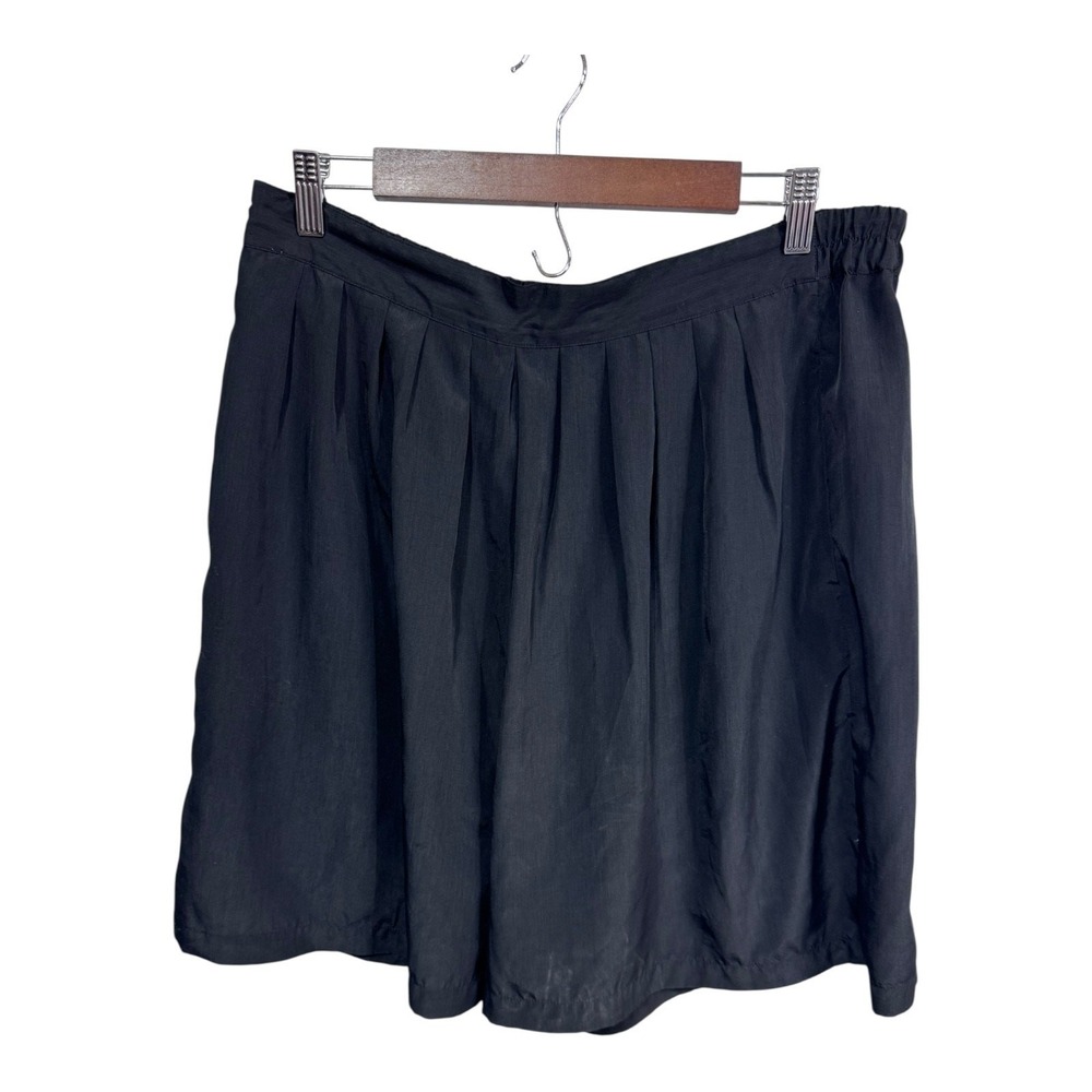 Worthington Solid Black Y2K Pleated Pull-On‎ Casual Shorts Women's Plus Size 14